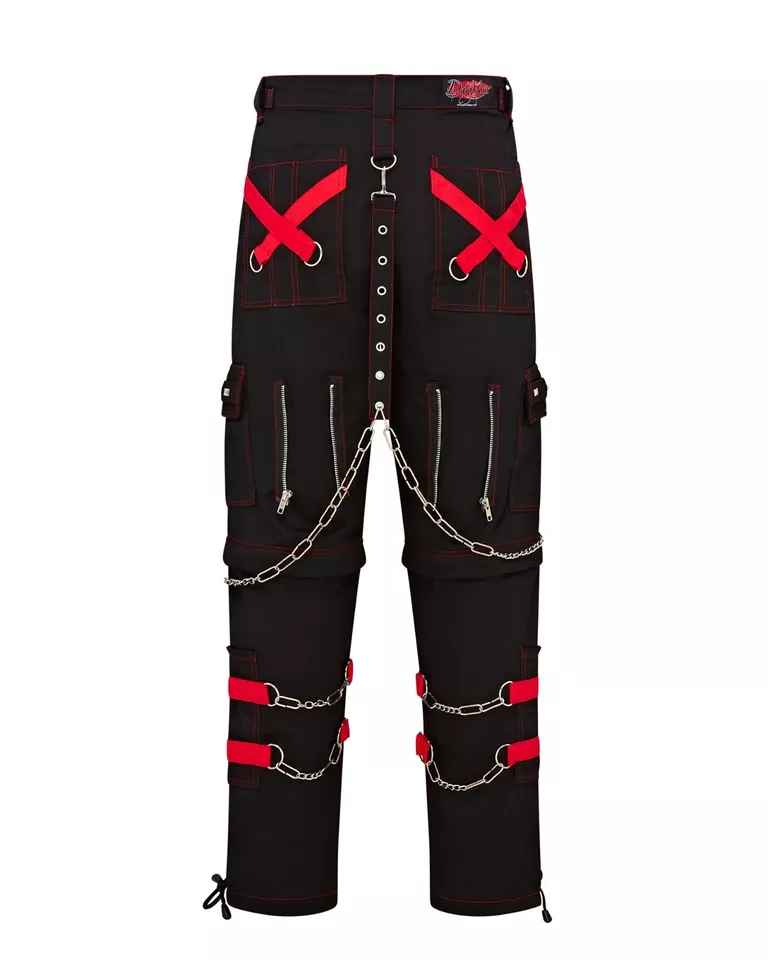 Darkwear Gothic Chain Trousers with Hanging Chains and Metal Studs Darkwear Gothic Chain Trousers with Hanging Chains and Metal Studs