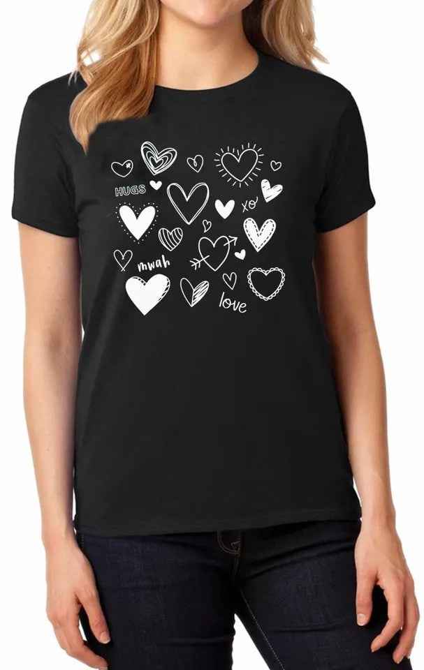 Valentine's Day T-shirt Hugs Mwah Love Xo Women's Cute Gift Idea Tee Top Valentine's Day T-shirt Hugs Mwah Love Xo Women's Cute Gift Idea Tee Top