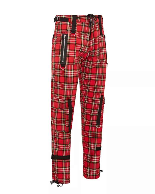 Punk Rock Tartan Pants for Men - Darkwear Zip Bondage Camden Trousers Punk Rock Tartan Pants for Men - Darkwear Zip Bondage Camden Trousers