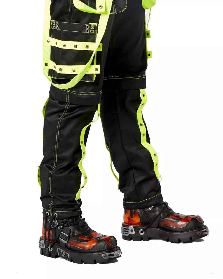 Darkwear Neon Green Cargo Pants with 6 Pockets for Goth Punk Metal Rock Style Darkwear Neon Green Cargo Pants with 6 Pockets for Goth Punk Metal Rock Style