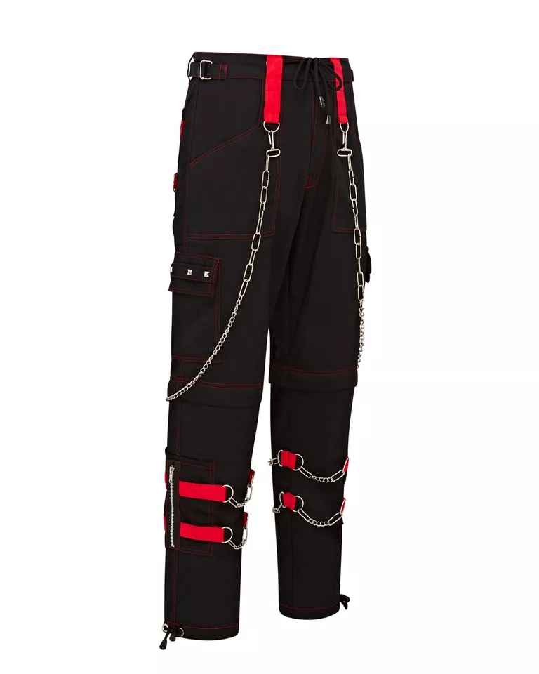 Darkwear Gothic Chain Trousers with Hanging Chains and Metal Studs Darkwear Gothic Chain Trousers with Hanging Chains and Metal Studs