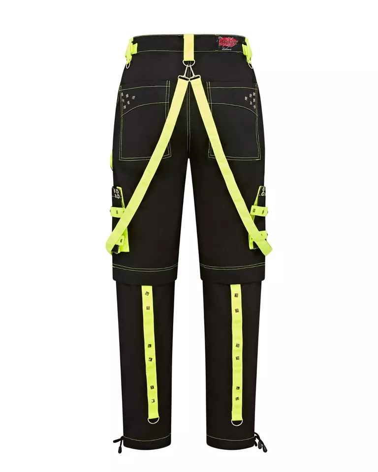 Darkwear Neon Green Cargo Pants with 6 Pockets for Goth Punk Metal Rock Style Darkwear Neon Green Cargo Pants with 6 Pockets for Goth Punk Metal Rock Style