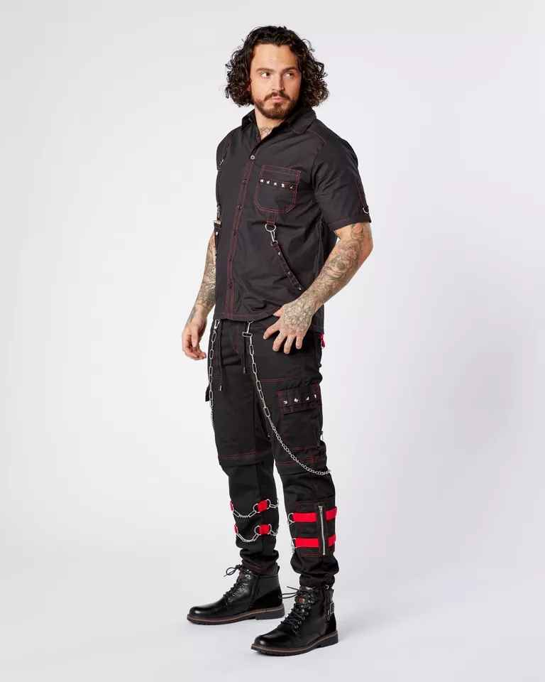 Darkwear Gothic Chain Trousers with Hanging Chains and Metal Studs Darkwear Gothic Chain Trousers with Hanging Chains and Metal Studs