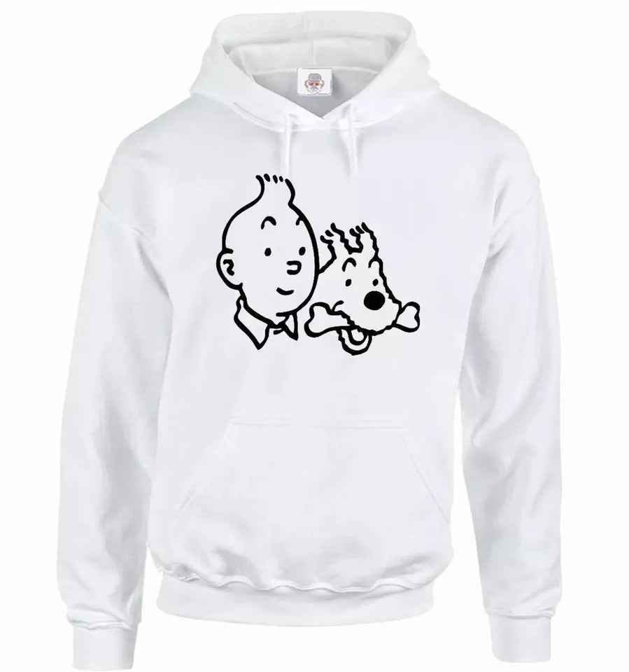 Tim Struppi Tintin Hoody Sweatshirt Men's Adventures Of Tintin 90s Funny Dog Hoodie Tim Struppi Tintin Hoody Sweatshirt Men's Adventures Of Tintin 90s Funny Dog Hoodie