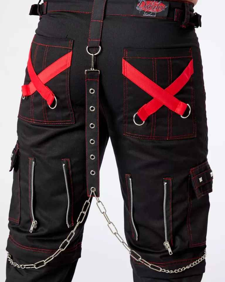 Darkwear Gothic Chain Trousers with Hanging Chains and Metal Studs Darkwear Gothic Chain Trousers with Hanging Chains and Metal Studs