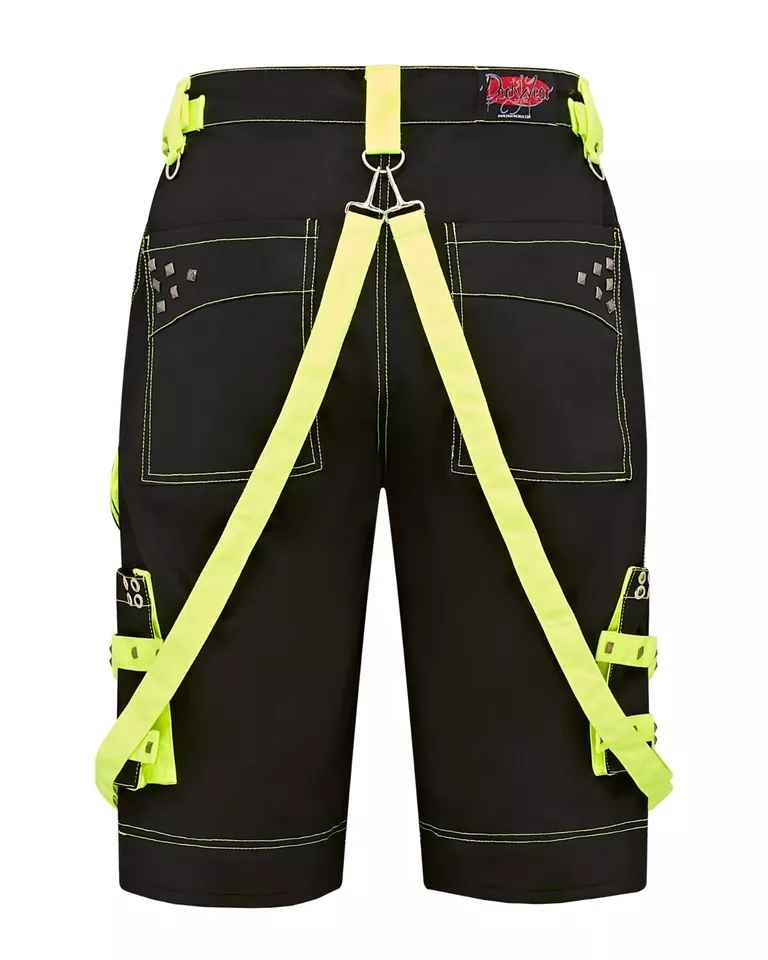 Darkwear Neon Green Cargo Pants with 6 Pockets for Goth Punk Metal Rock Style Darkwear Neon Green Cargo Pants with 6 Pockets for Goth Punk Metal Rock Style