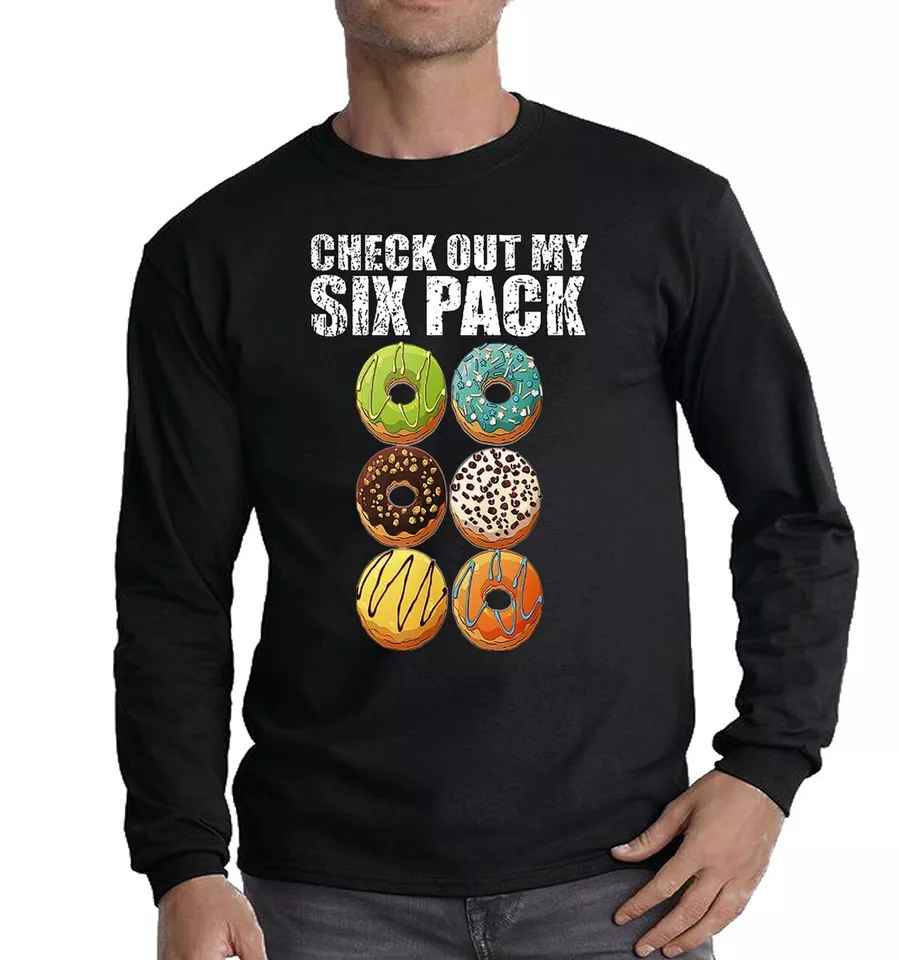 Funny Gym T-Shirt - Check Out My Six Pack Long Sleeve Tee for Men, Humorous Gym Gift Funny Gym T-Shirt - Check Out My Six Pack Long Sleeve Tee for Men, Humorous Gym Gift