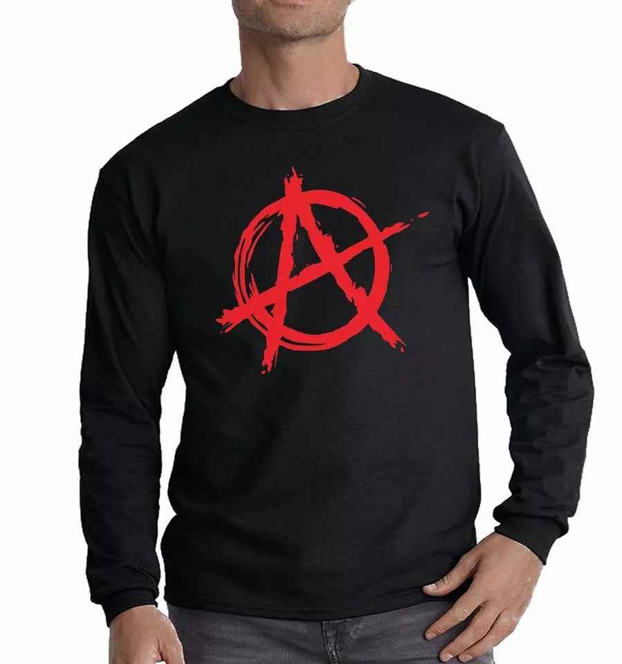 Anarchy Symbol T-Shirt Long Sleeve for Men - Funny Punk Rock Evil Anarchist Design Anarchy Symbol T-Shirt Long Sleeve for Men - Funny Punk Rock Evil Anarchist Design