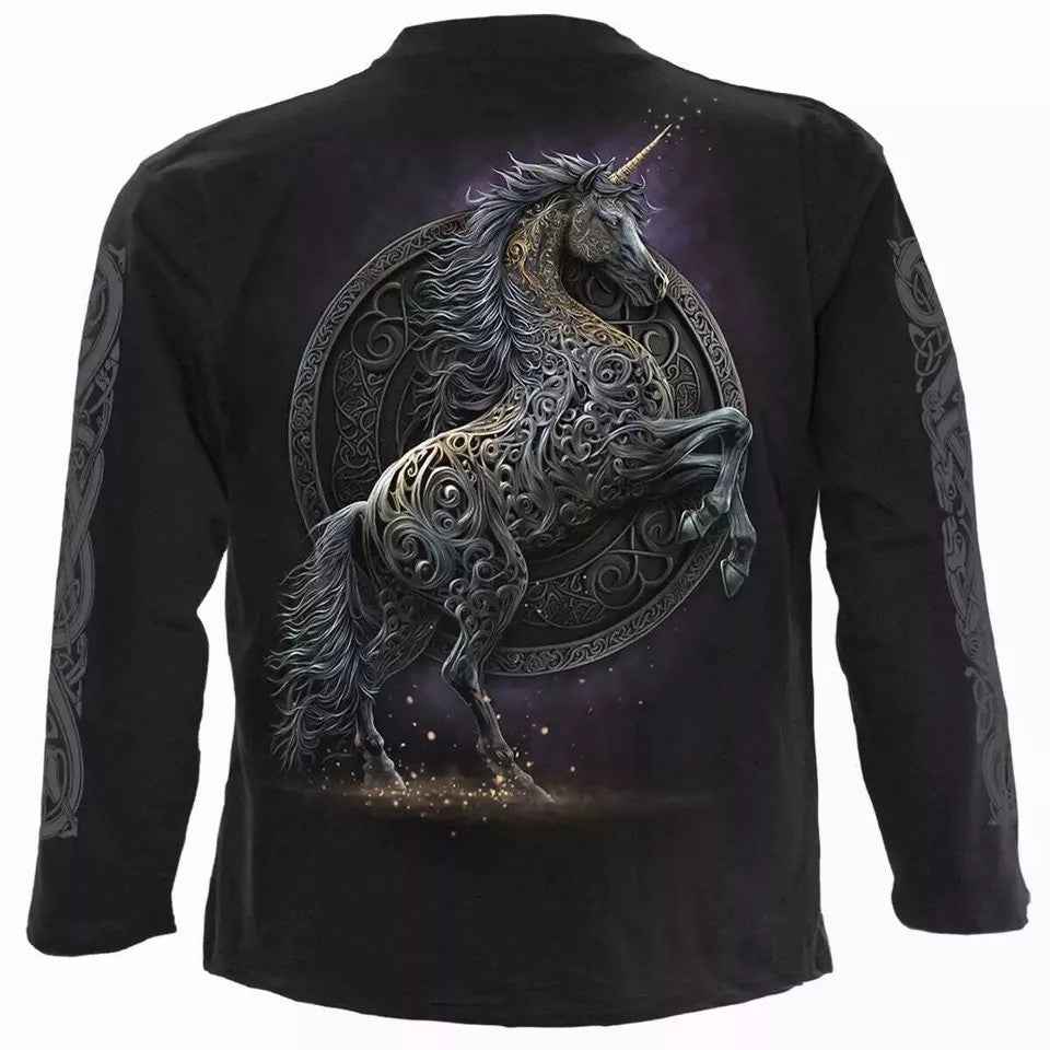 Celtic Unicorn Biker Top - Spiral Direct Long Sleeve Goth Skull Music Horse Tee Celtic Unicorn Biker Top - Spiral Direct Long Sleeve Goth Skull Music Horse Tee