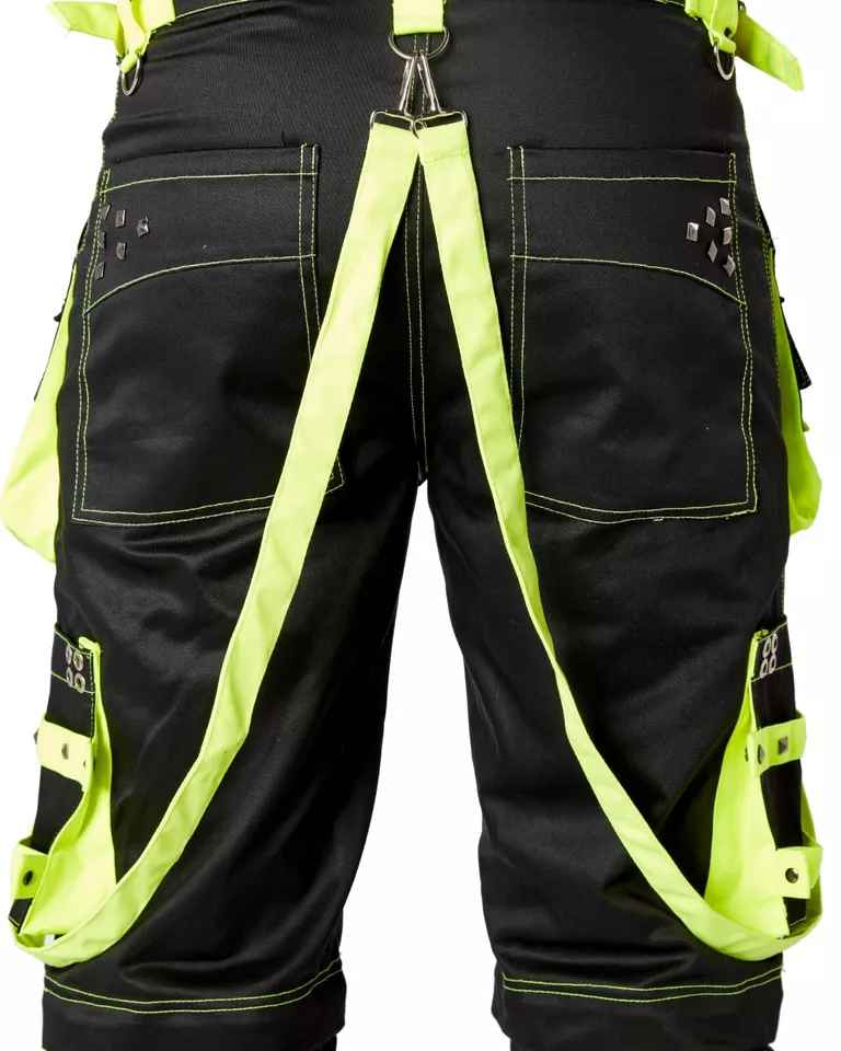 Darkwear Neon Green Cargo Pants with 6 Pockets for Goth Punk Metal Rock Style Darkwear Neon Green Cargo Pants with 6 Pockets for Goth Punk Metal Rock Style
