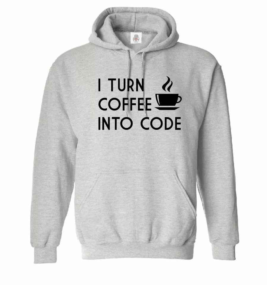 I Turn Coffee Into Code Hoodie Sweatshirt Unisex Coffee Coding Hoodie SPORT GRAY HOODY BLACK PRINT I Turn Coffee Into Code Hoodie Sweatshirt Unisex Coffee Coding Hoodie