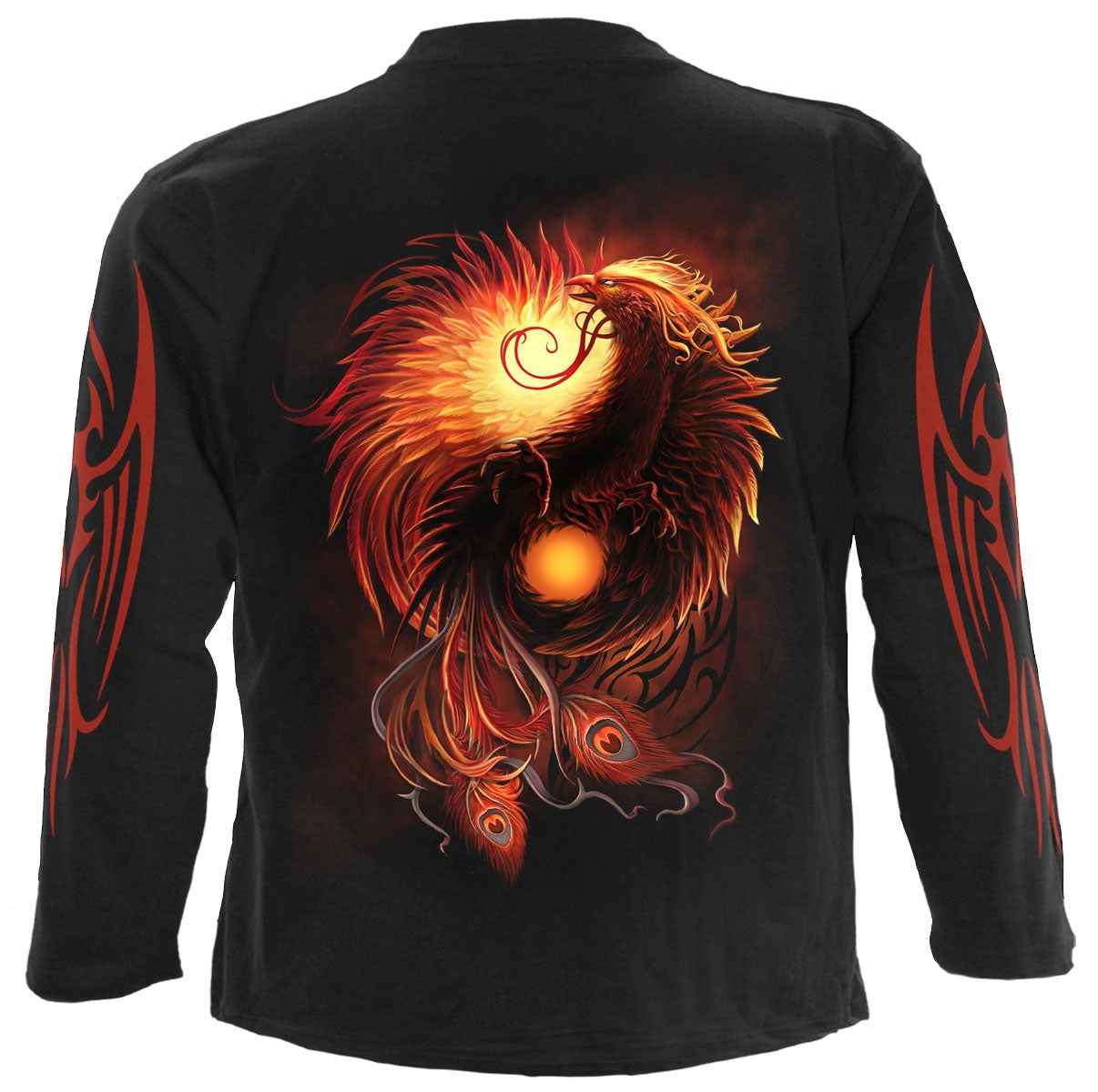 Phoenix Arisen Longsleeve T-Shirt for Men - Black Design Phoenix Arisen Longsleeve T-Shirt for Men - Black Design