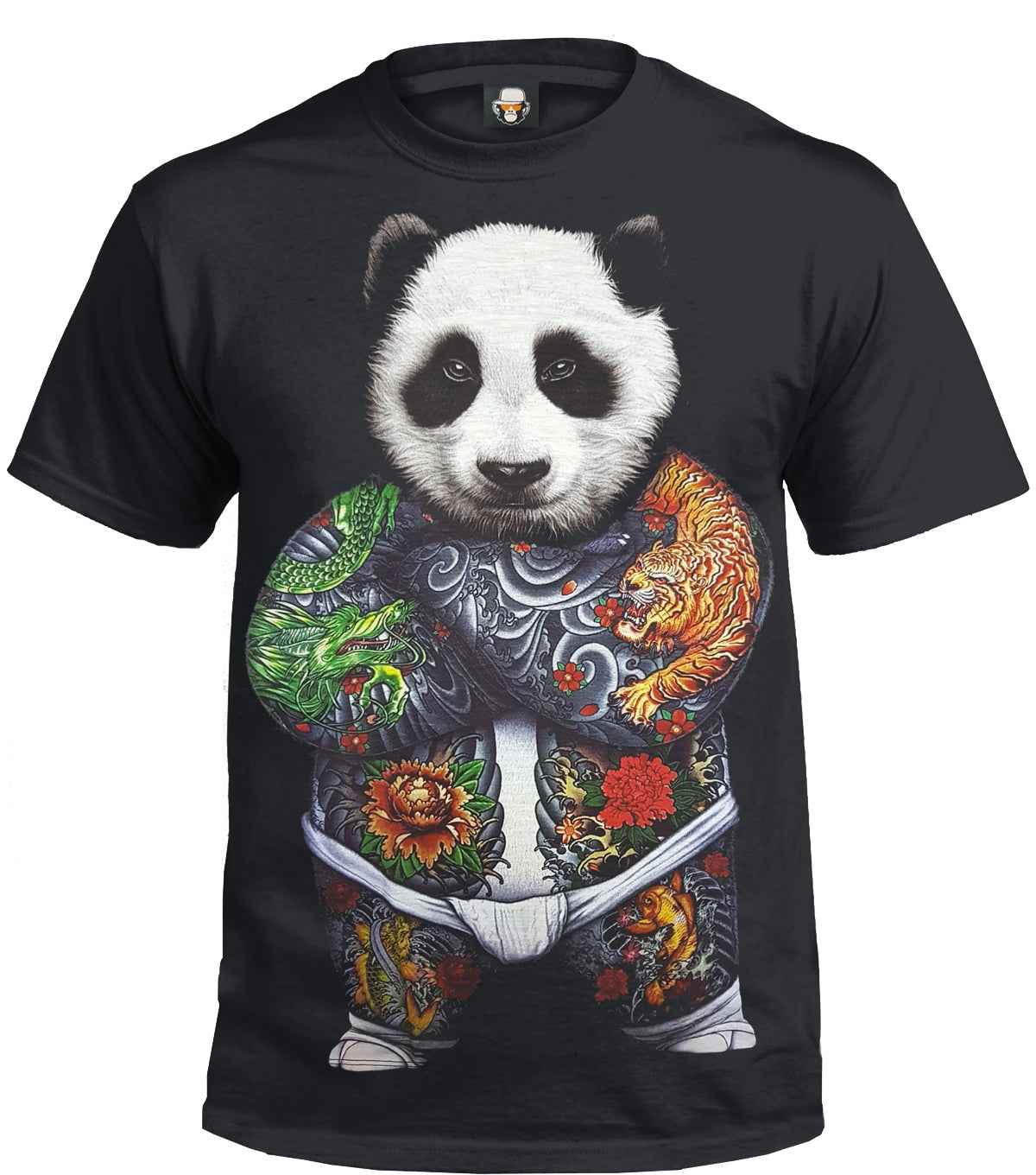 Panda Tattoos T-Shirt - Black Sublimation Design Panda Tattoos T-Shirt - Black Sublimation Design