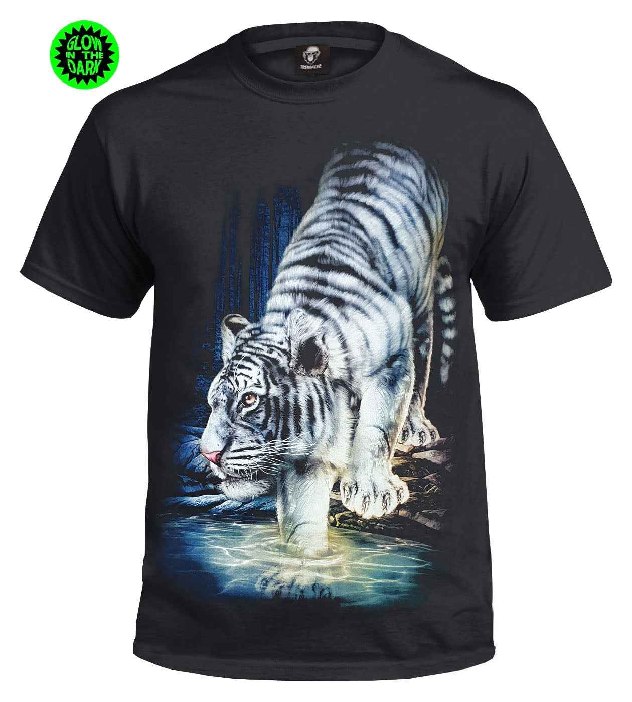 WHITE TIGER Glow in the Dark Black T-Shirt - Unique Design WHITE TIGER Glow in the Dark Black T-Shirt - Unique Design