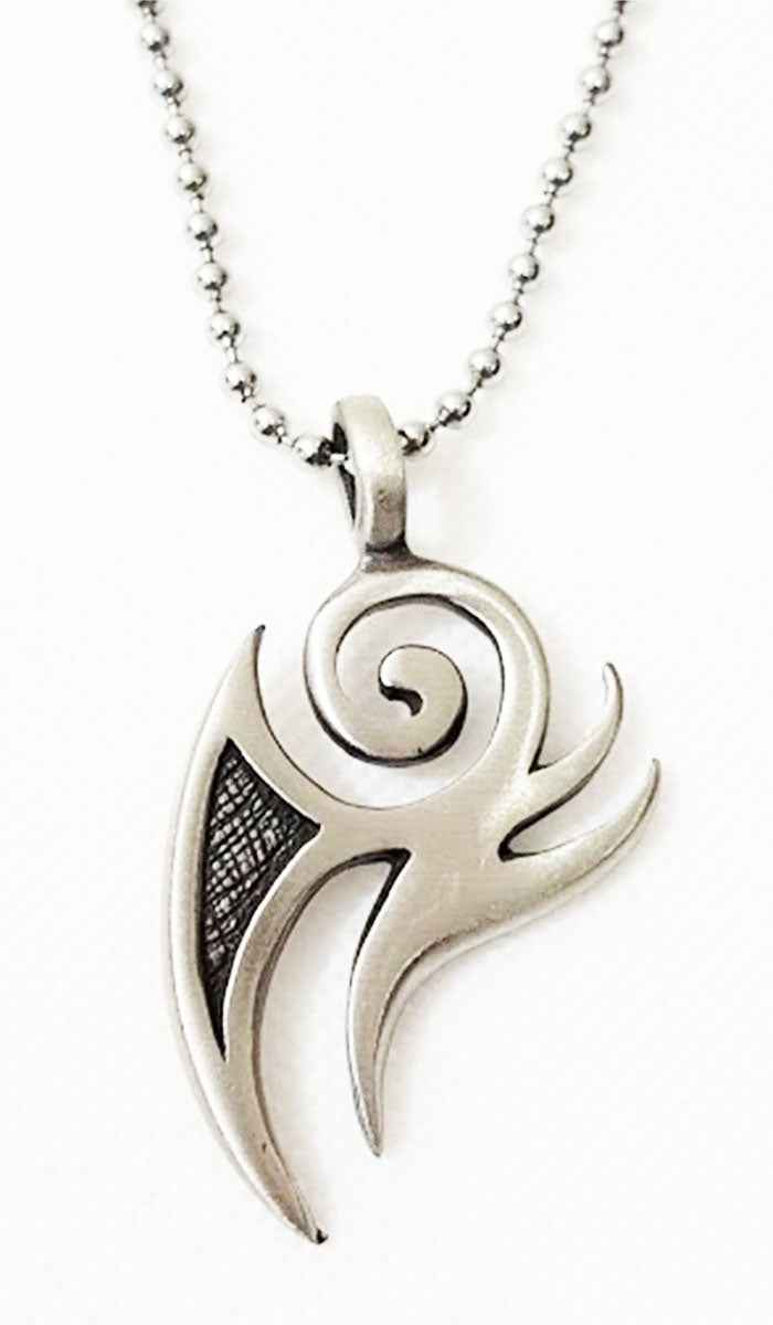 Tribal Antique Pewter Pendant with Ball Chain - Unique Jewelry Piece Tribal Antique Pewter Pendant with Ball Chain - Unique Jewelry Piece