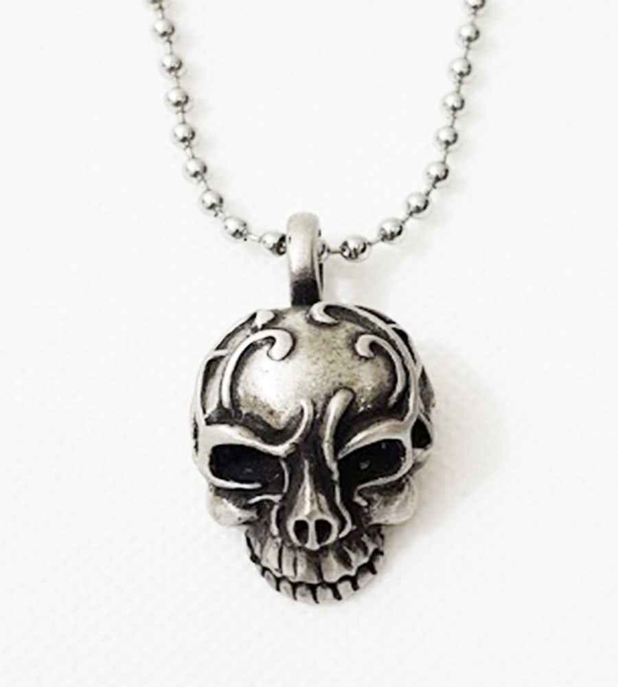 Tribal Skull Pendant Antique Pewter with Ball Chain Tribal Skull Pendant Antique Pewter with Ball Chain
