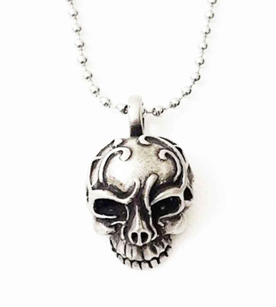 Tribal Skull Pendant Antique Pewter with Ball Chain Tribal Skull Pendant Antique Pewter with Ball Chain
