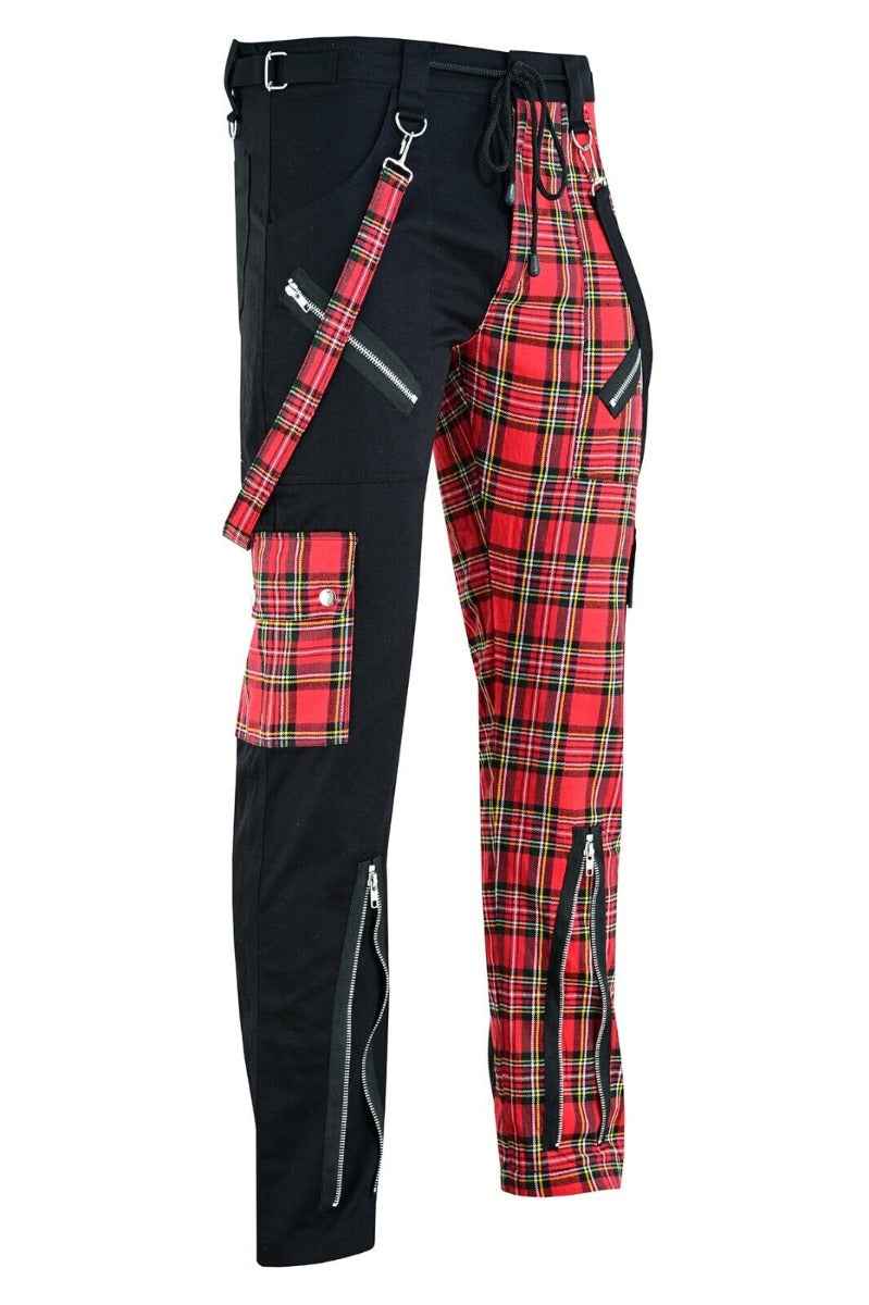 DARKWEAR RED & BLACK TARTAN PLUS SIZE BONDAGE TROUSERS DARKWEAR RED & BLACK TARTAN PLUS SIZE BONDAGE TROUSERS