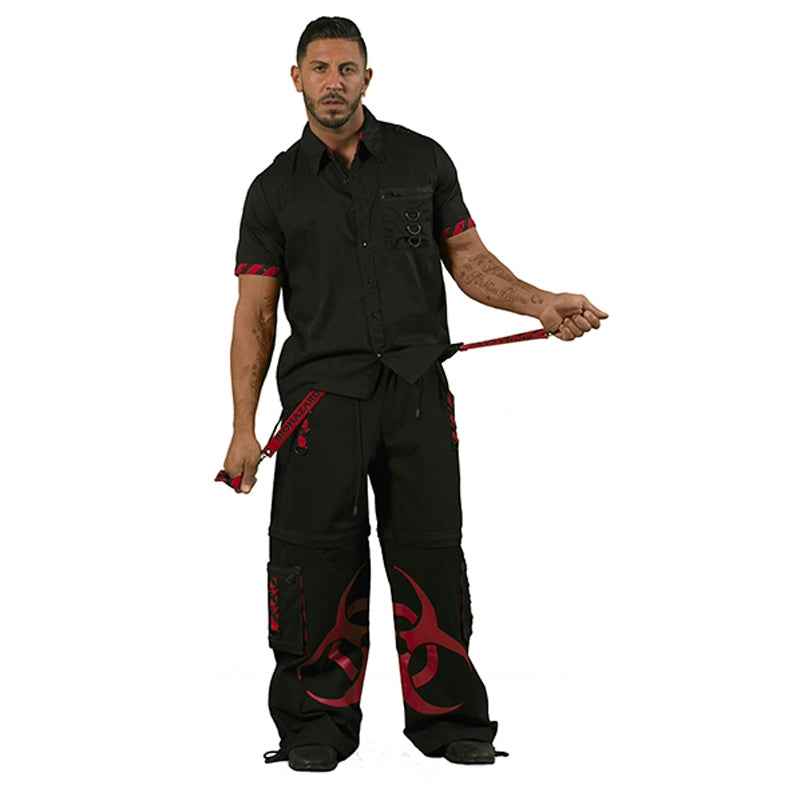 Biohazard Black Trousers with Red Print - Stylish and Durable Pants Biohazard Black Trousers with Red Print - Stylish and Durable Pants