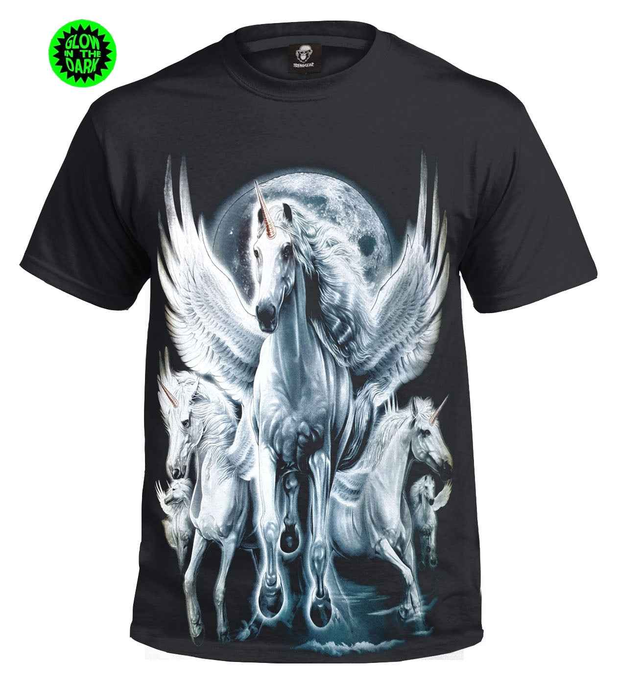 WHITE UNICORN GLOW IN THE DARK UNICORN T-SHIRT - BLACK WHITE UNICORN GLOW IN THE DARK UNICORN T-SHIRT - BLACK
