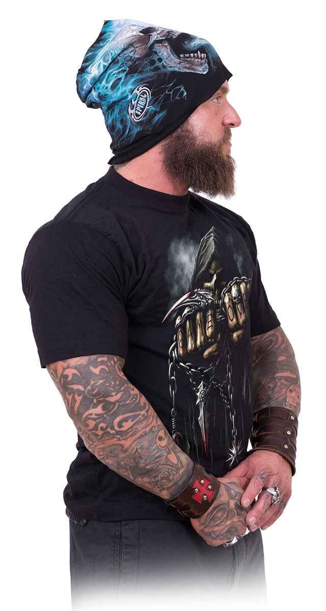 FLAMING SPINE BLACK BEANIES - Cotton Beanies for Trendy Style FLAMING SPINE BLACK BEANIES - Cotton Beanies for Trendy Style