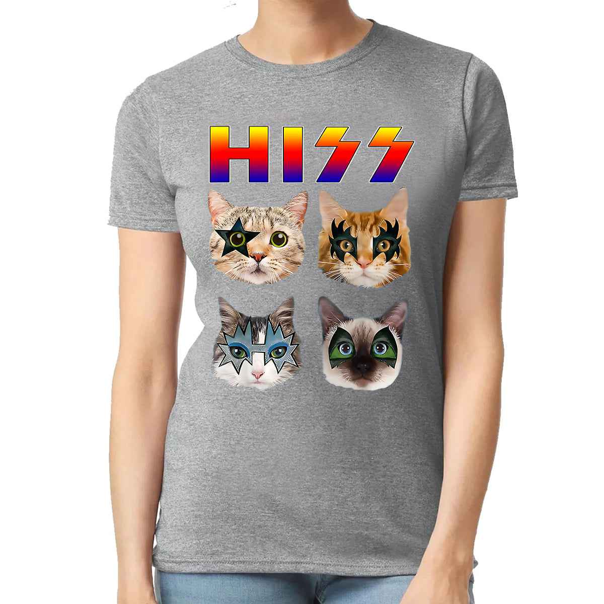 HISS Cat Funny Cats | LADIES T-SHIRT SPORT GREY T-SHIRT HISS Cat Funny Cats | LADIES T-SHIRT