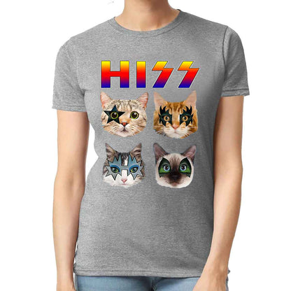 HISS Cat Funny Cats | LADIES T-SHIRT SPORT GREY T-SHIRT HISS Cat Funny Cats | LADIES T-SHIRT