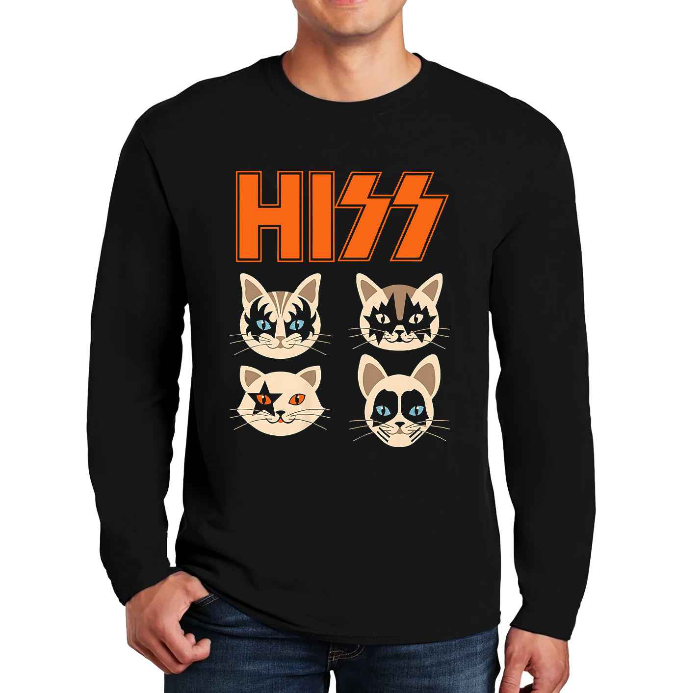 Hiss Cats Kittens Rock | Men's Long Sleeve Hiss Cats Kittens Rock | Men's Long Sleeve