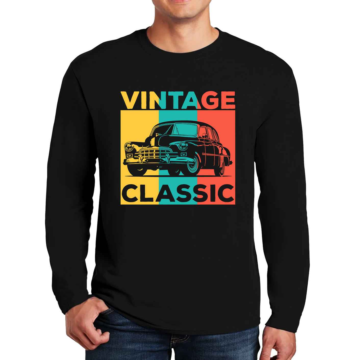 Vintage Classic Car| Men's Long Sleeve Vintage Classic Car| Men's Long Sleeve