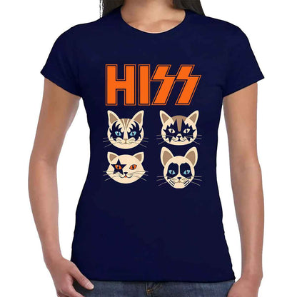 Hiss Cats Kittens Rock | LADIES T-SHIRT NAVY T-SHIRT Hiss Cats Kittens Rock | LADIES T-SHIRT