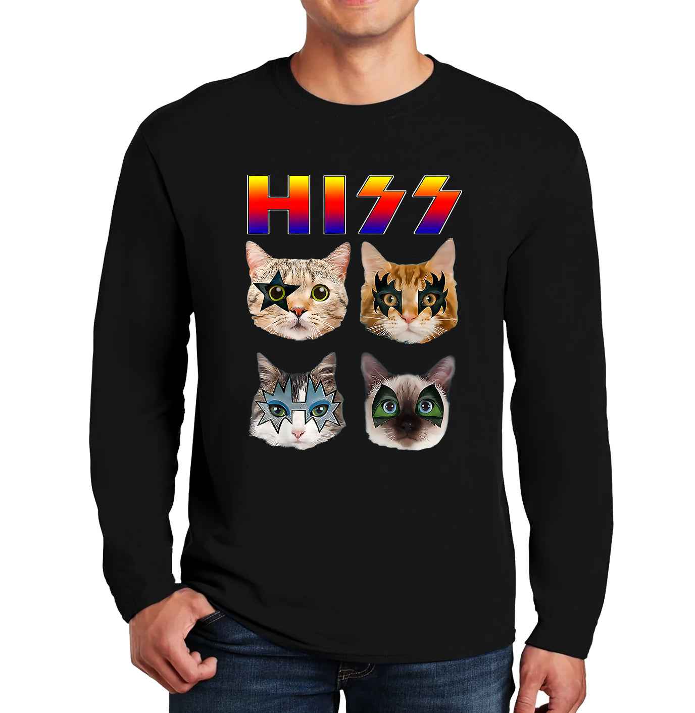 HISS Cat Funny Cats | Men's Long Sleeve HISS Cat Funny Cats | Men's Long Sleeve