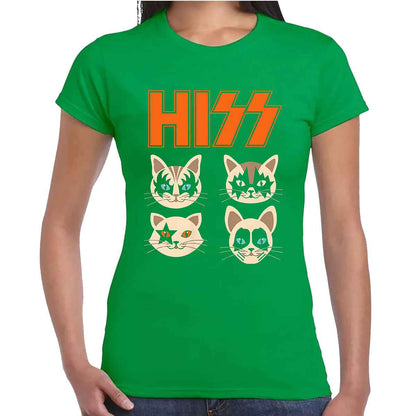 Hiss Cats Kittens Rock | LADIES T-SHIRT IRISH GREEN T-SHIRT Hiss Cats Kittens Rock | LADIES T-SHIRT