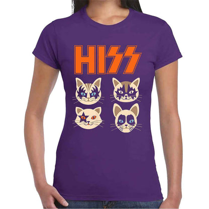 Hiss Cats Kittens Rock | LADIES T-SHIRT Purple Hiss Cats Kittens Rock | LADIES T-SHIRT