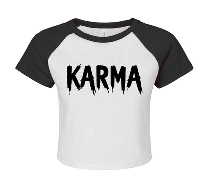 KARMA COOL SLOGAN  | LADIES RAGLAN CROP TOP