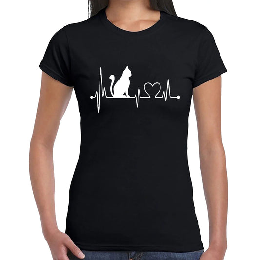 CAT HEART PATTERN  | LADIES T-SHIRT
