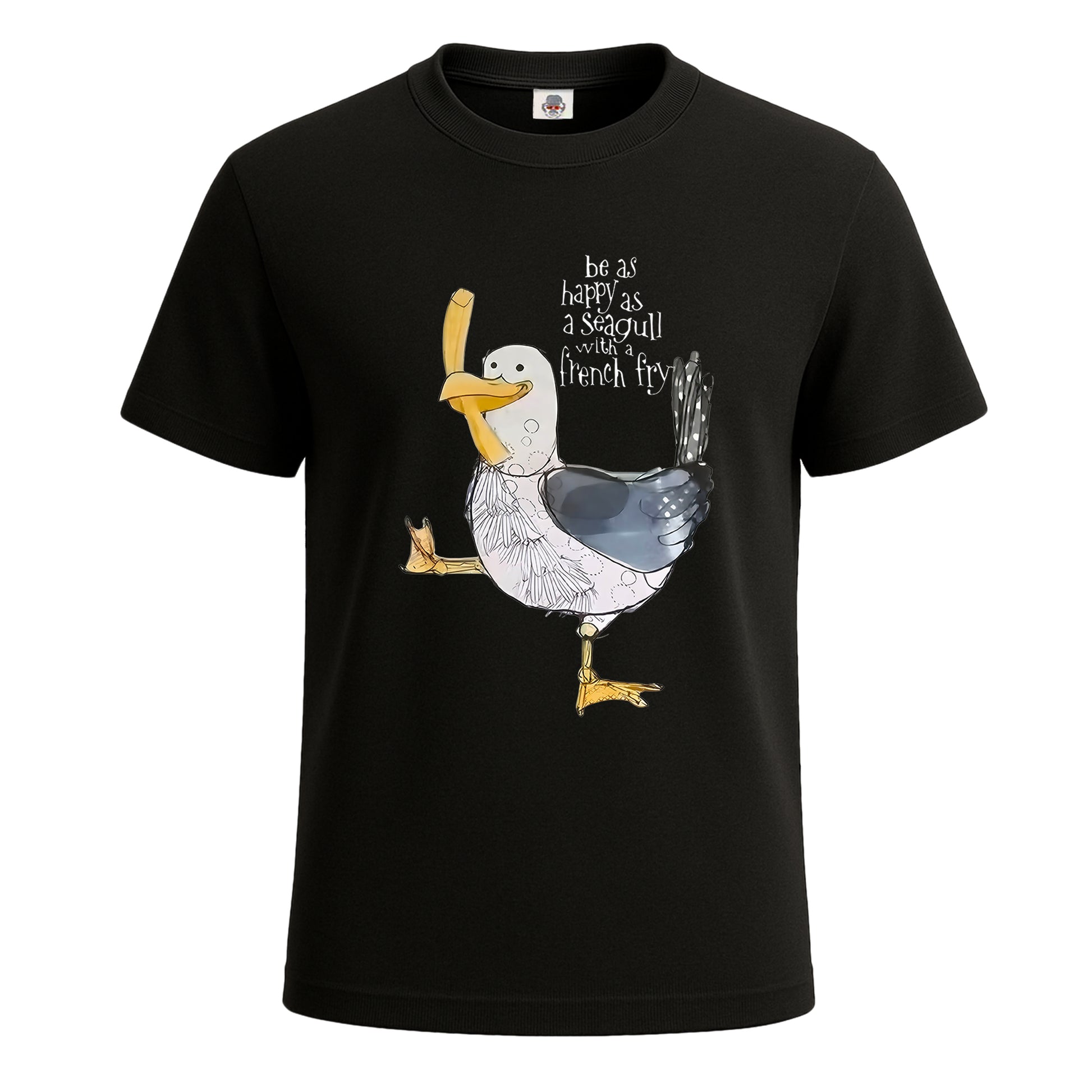 Happy As Seagull | T-Shirt For Men's BLACK T-SHIRT Happy As Seagull | T-Shirt For Men's