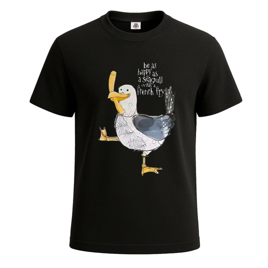 Happy As Seagull | T-Shirt For Men's BLACK T-SHIRT Happy As Seagull | T-Shirt For Men's