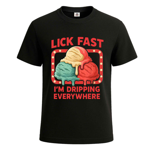 Lick Fast Melting Ice Cream | T-Shirt For Men's BLACK T-SHIRT Lick Fast Melting Ice Cream | T-Shirt For Men's