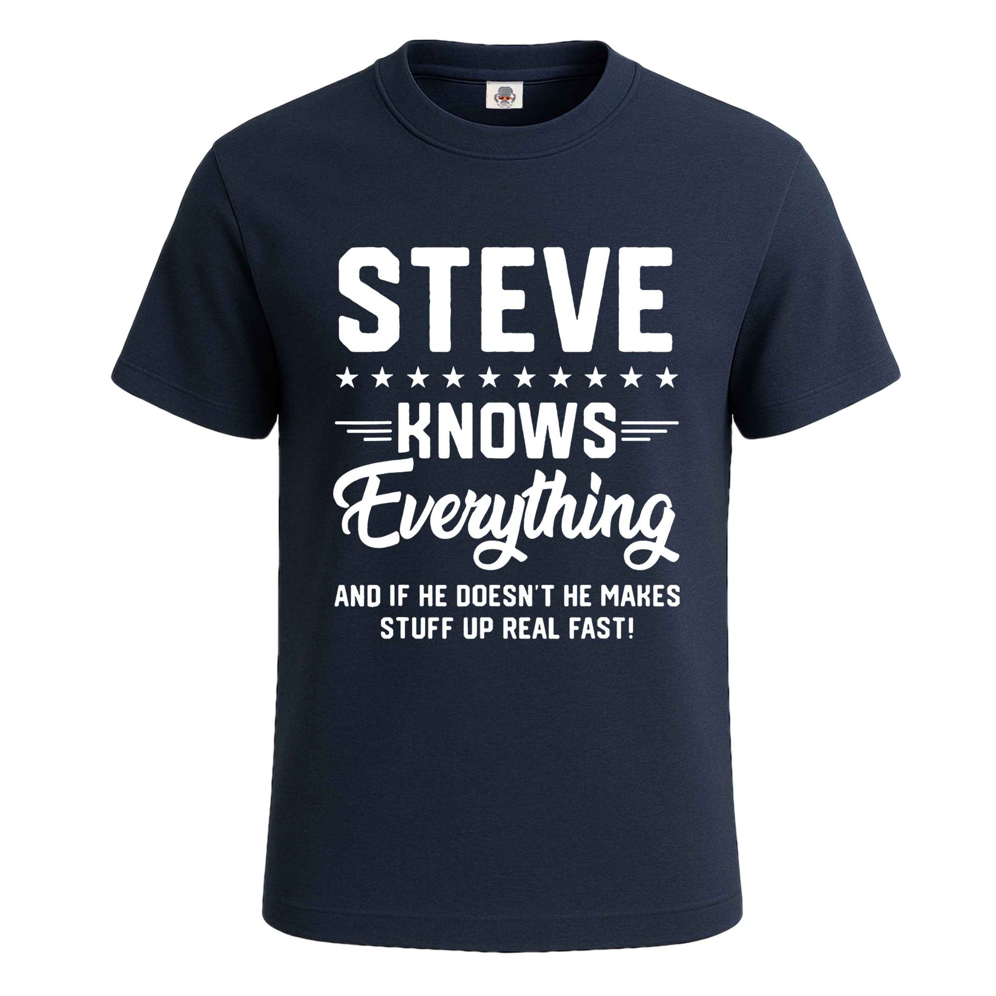Steve Knows Everything | T-Shirt For Men's NAVY T-SHIRT Steve Knows Everything | T-Shirt For Men's