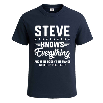 Steve Knows Everything | T-Shirt For Men's NAVY T-SHIRT Steve Knows Everything | T-Shirt For Men's