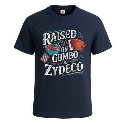 Raised on Gumbo Zydeco | T-Shirt For Men's NAVY T-SHIRT Raised on Gumbo Zydeco | T-Shirt For Men's