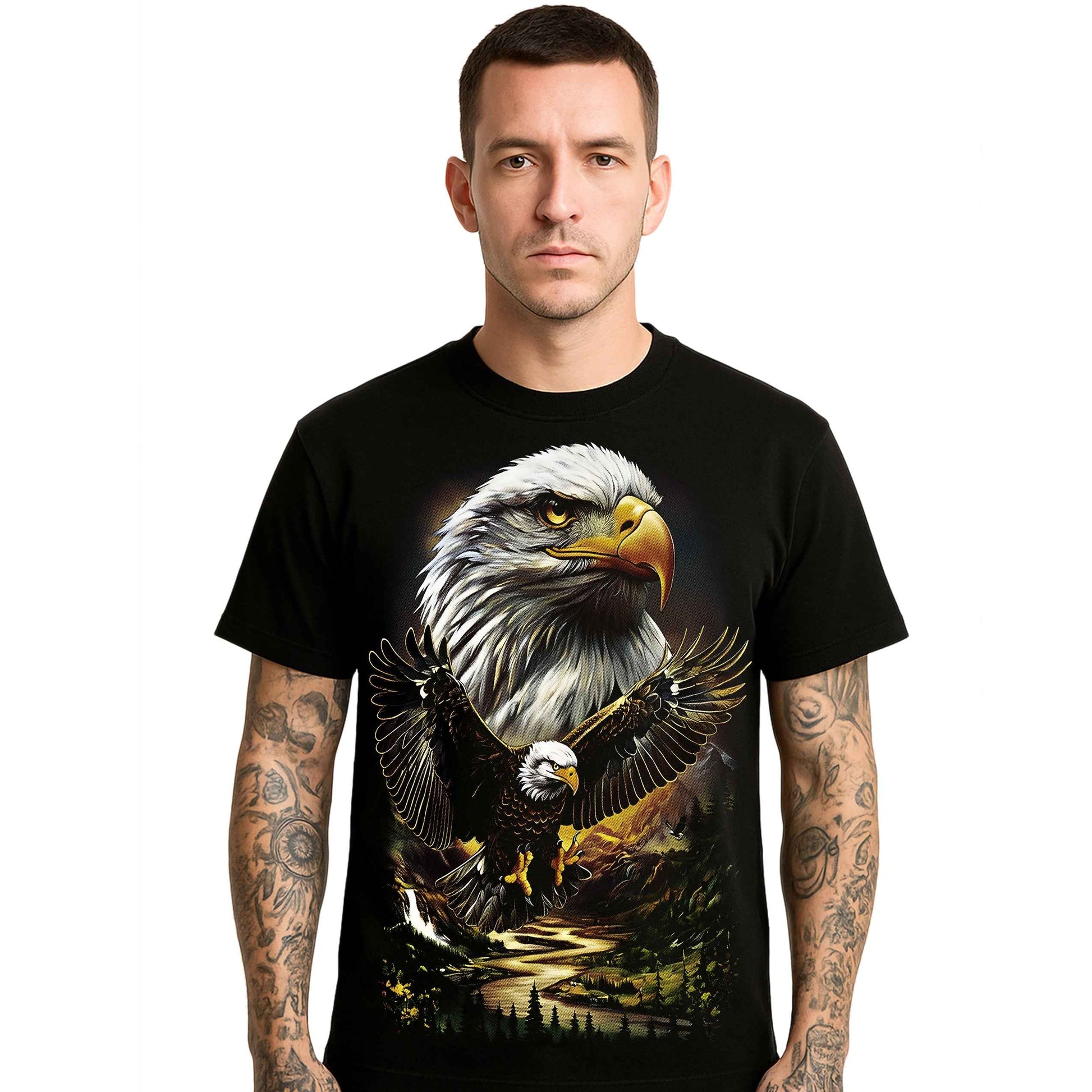 Eagle Bird Mountain Halftone | T-Shirt For Men's Eagle Bird Mountain Halftone | T-Shirt For Men's
