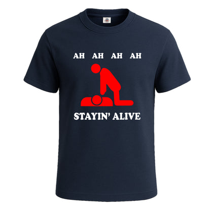 Ah Ah Stayin Alive | T-Shirt For Men's NAVY T-SHIRT Ah Ah Stayin Alive | T-Shirt For Men's