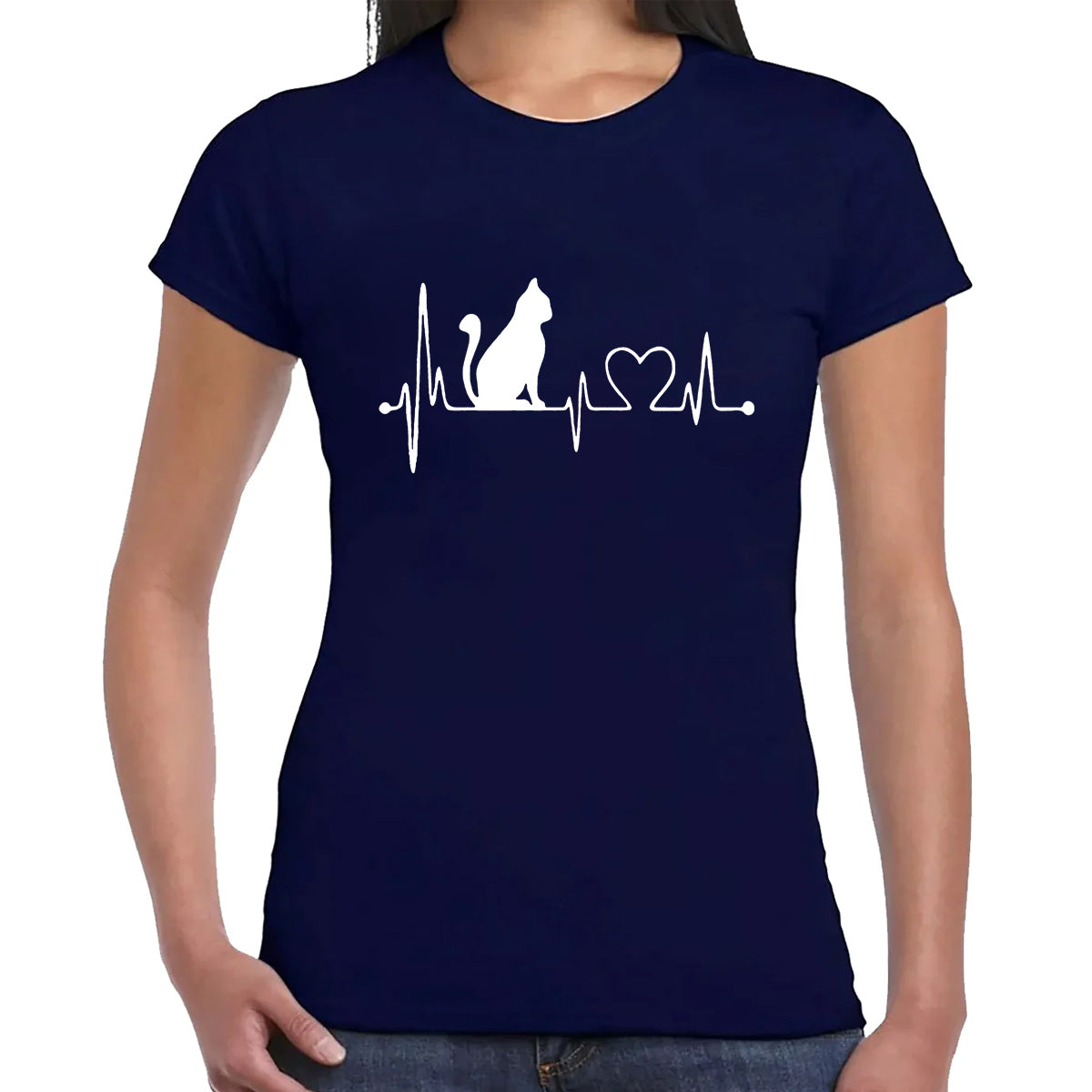 CAT HEART PATTERN  | LADIES T-SHIRT