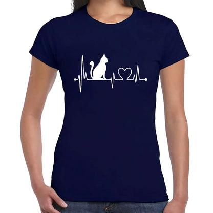 CAT HEART PATTERN  | LADIES T-SHIRT