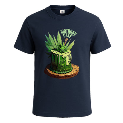 Birthday Cake Cannabis | T-Shirt For Men's NAVY T-SHIRT Birthday Cake Cannabis | T-Shirt For Men's