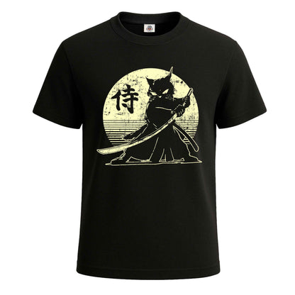 Samurai Ninja Cat | T-Shirt For Men's BLACK T-SHIRT Samurai Ninja Cat | T-Shirt For Men's
