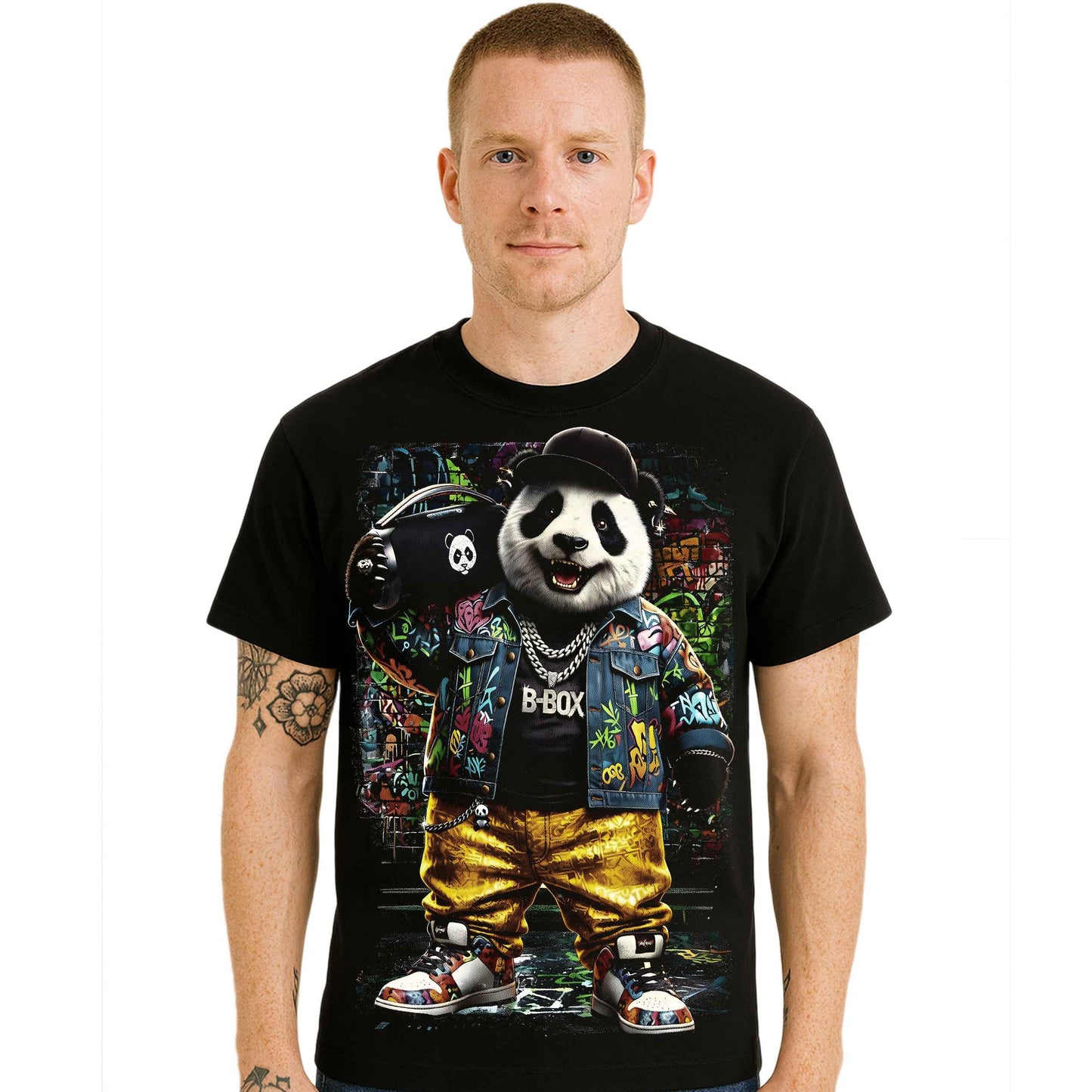 Rock Cute Panda Halftone | T-Shirt For Men's Rock Cute Panda Halftone | T-Shirt For Men's