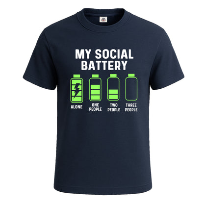 My Social Battery Alone | T-Shirt For Men's NAVY T-SHIRT My Social Battery Alone | T-Shirt For Men's