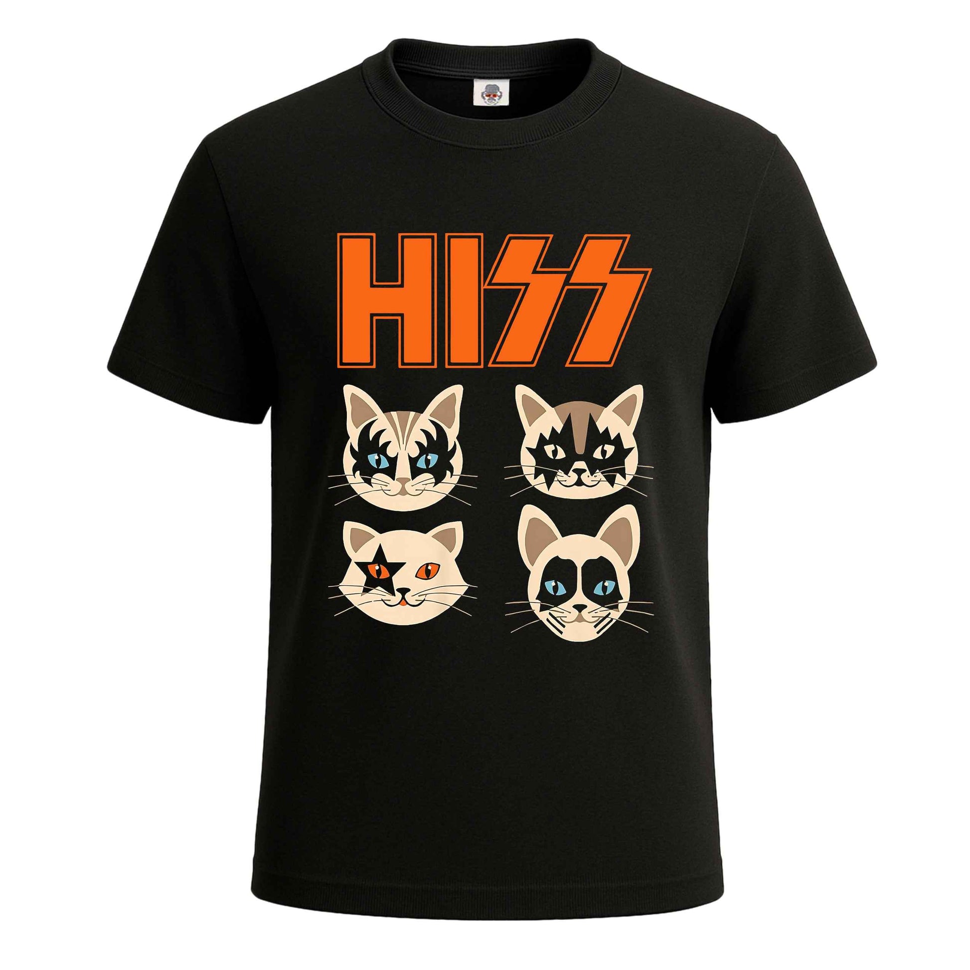 Hiss Cats Kittens Rock | T-Shirt For Men's BLACK T-SHIRT Hiss Cats Kittens Rock | T-Shirt For Men's